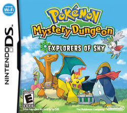 Box art for Pokemon Mystery Dungeon Explorers of Sky for the Nintendo DS.