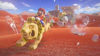 Promotional image showcasing Tostarena, a region in the Sand Kingdom of Mario Odyssey